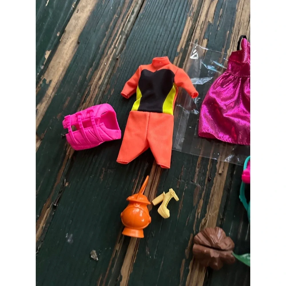 Barbie‎ Doll Clothes Accessory Lot Lab Coat Pink Dress Wetsuit Backpack Laptop